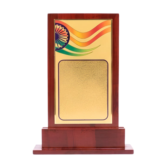 Patriotic Indian Tricolor & Ashoka Chakra Wooden Recognition Memento M-572-A