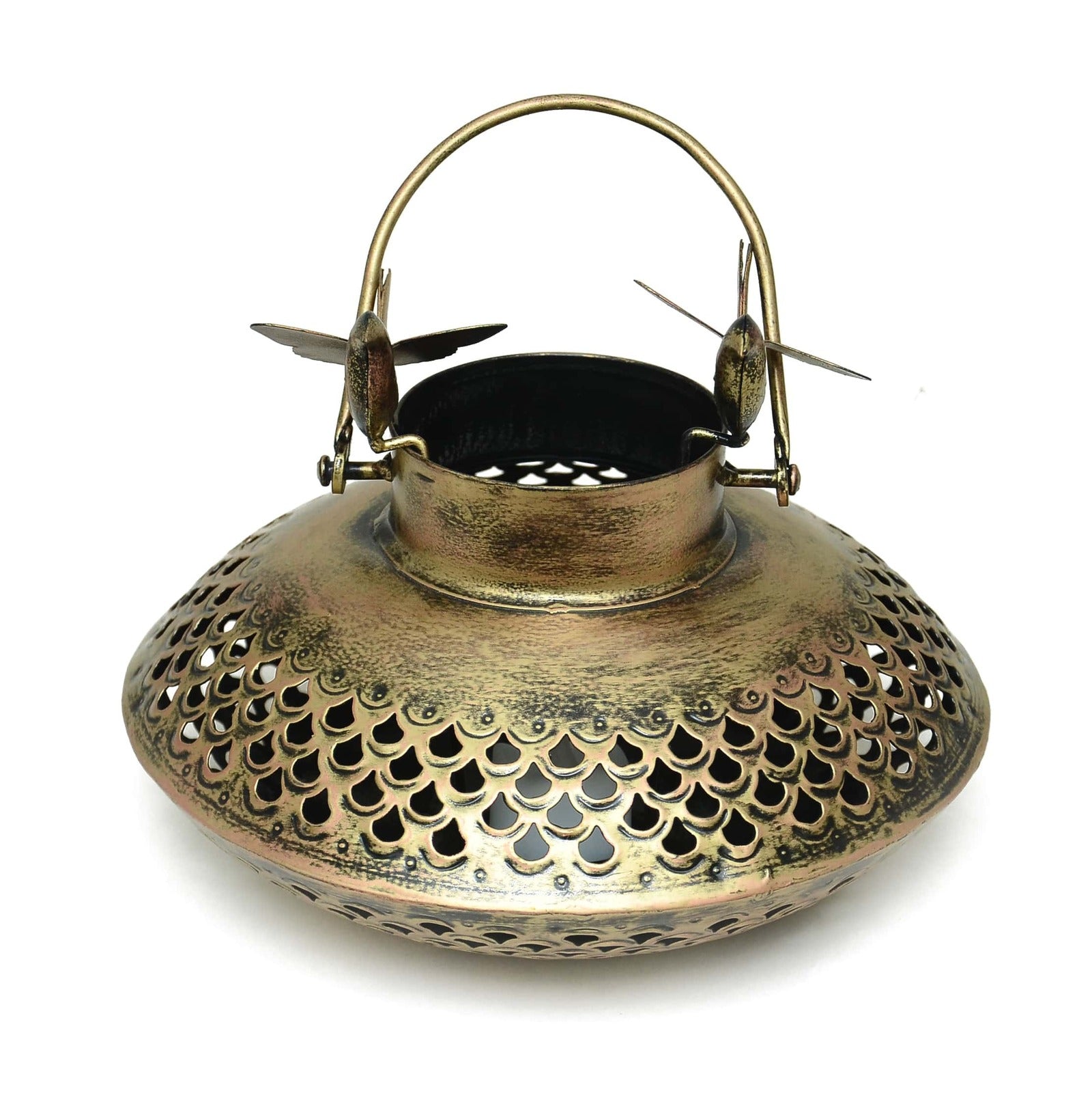 CraftEarth Metal Tealight Handi Shape Candle Holder