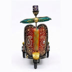 Antique Style Metal Cycle Rickshaw Clock Figurine I-206-A