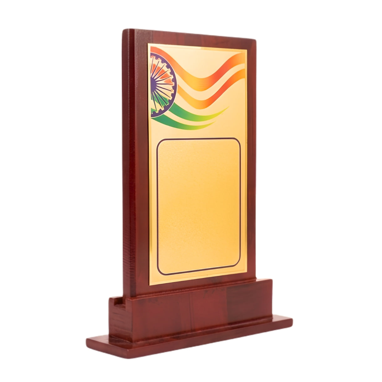 Patriotic Indian Tricolor & Ashoka Chakra Wooden Recognition Memento M-572-A