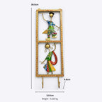 Handcrafted Metal Rajasthani Couple Wall Hook | Handpainted Traditional Dandiya Folk Dancers Key Holder and Hanger for Home Decor I-316-A