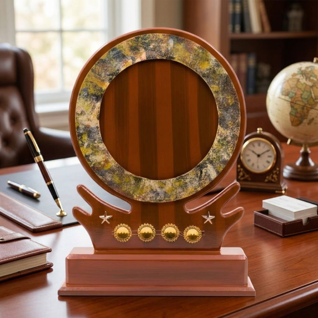 Elegant Circular Wooden Award Memento M-483