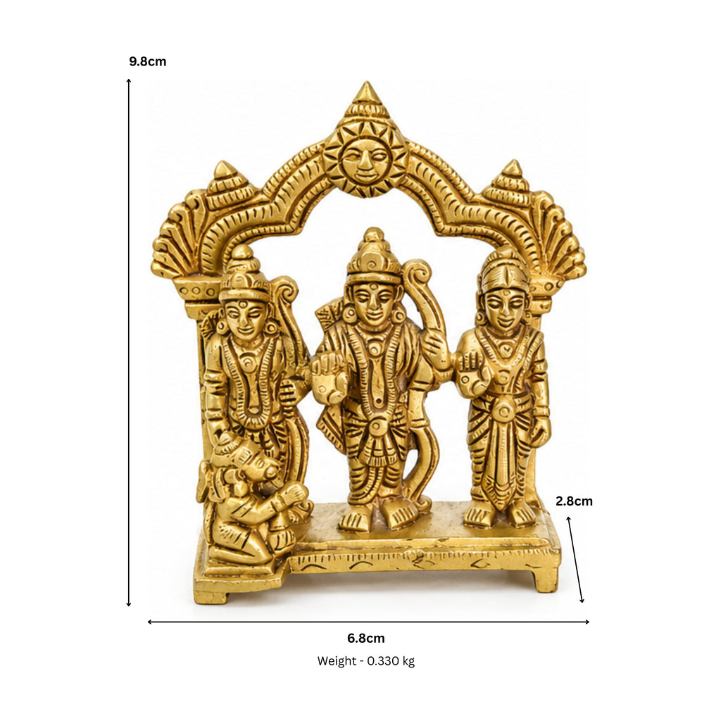 Handcrafted Brass Ram Darbar Idol (9.8 cm) – Lord Rama, Sita, Lakshman, and Hanuman Murti for Home Temple & Gifting BR-382-A