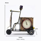 Antique Style Metal Cycle Rickshaw Clock Figurine I-206-A