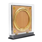 Elegant Wooden Memento in Acrylic Dustproof Case – Golden Circular Star Trophy for Recognition & Awards GC-M-536-A
