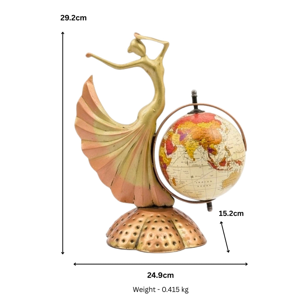 Modern Abstract Dancer Metal World Globe Ornament I-312-A