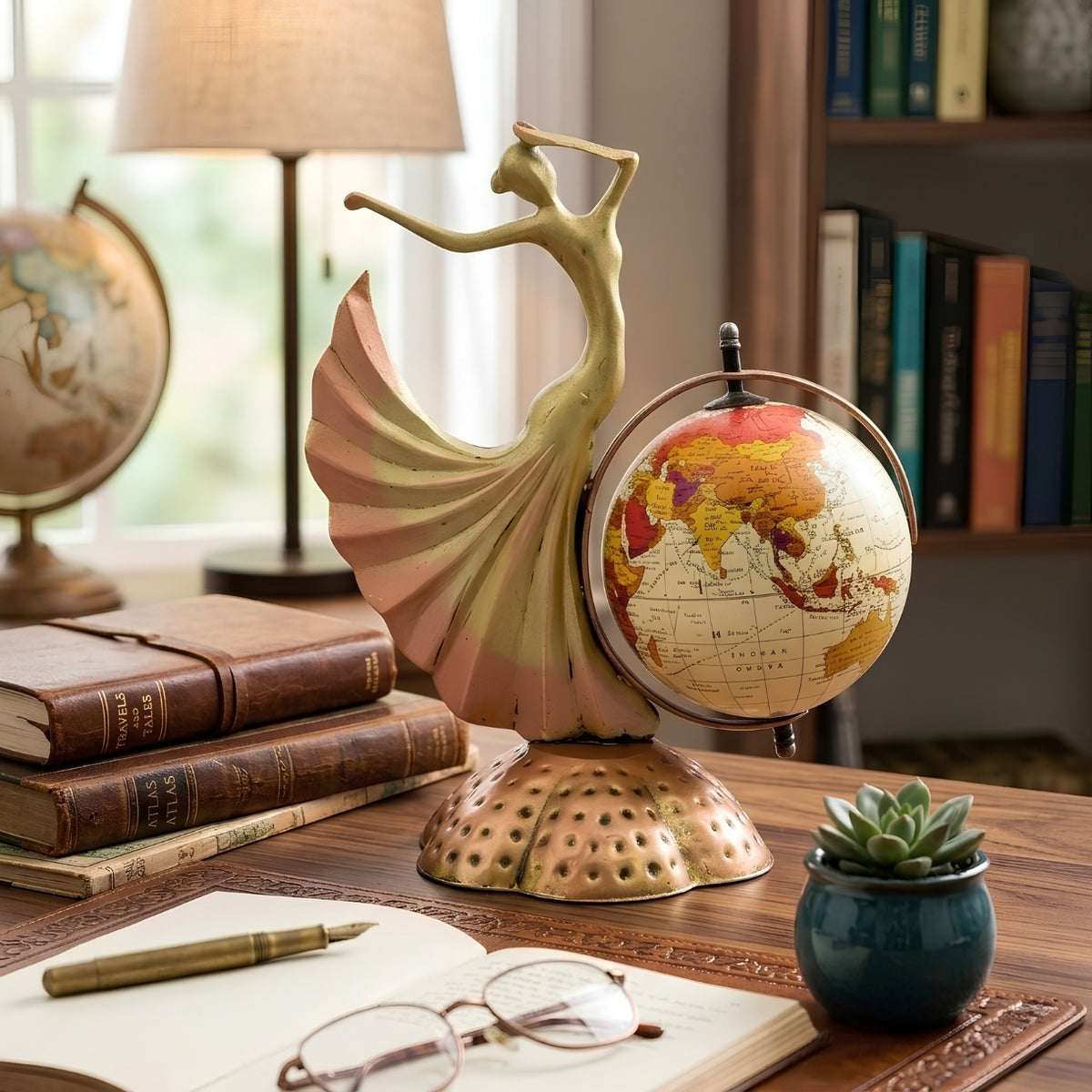 Modern Abstract Dancer Metal World Globe Ornament I-312-A