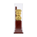 Premium Wooden Memento with Golden Ashoka Pillar Emblem and Acrylic Display Case GC-M-615-B