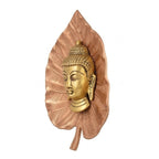 Buddha Head on Peepal Leaf Wall Hanging (Dual Tone Gold & Copper) W-191-A