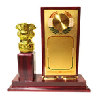Premium Wooden Recognition Shield with Golden Plate and Fiber Ashoka Lion Emblem Pillar M-615-A