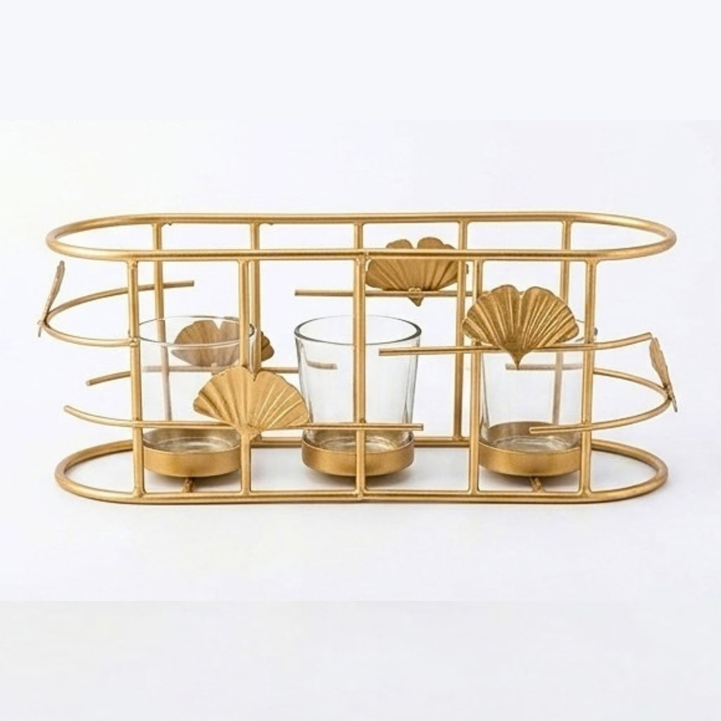 Luxury Metallic Wire Tealight Candle Caddy – Elegant Dining Table Centerpiece & Housewarming Gift I-58-B