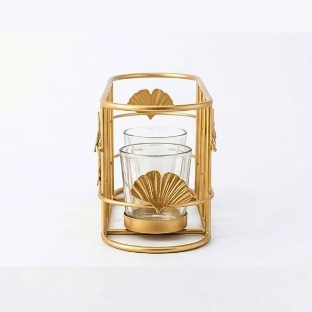 Luxury Metallic Wire Tealight Candle Caddy – Elegant Dining Table Centerpiece & Housewarming Gift I-58-B