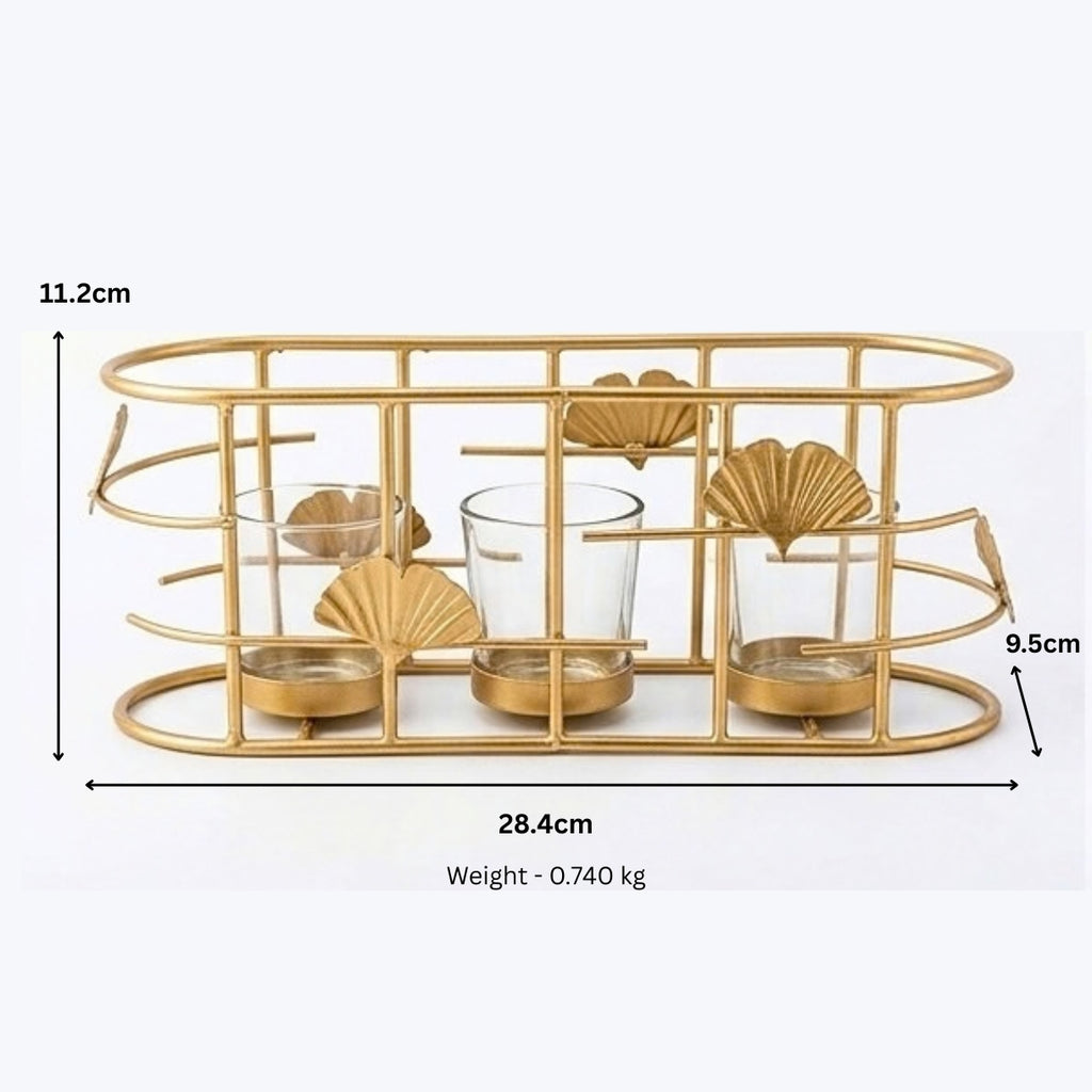 Luxury Metallic Wire Tealight Candle Caddy – Elegant Dining Table Centerpiece & Housewarming Gift I-58-B