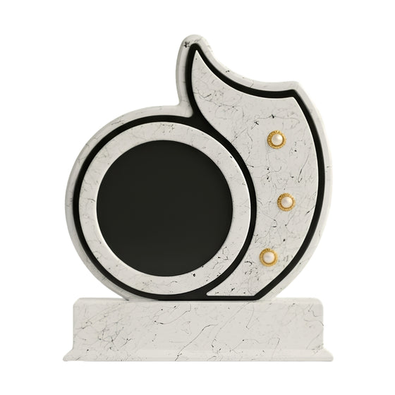 Elegant White Marble-Texture Curved Trophy with Black Circular Plaque M-565