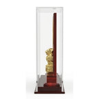 Premium Wooden Recognition Memento with Golden Ashoka Pillar Emblem, Custom Engraving Plates, and Acrylic Display Case GC-M-57-A