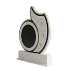 Elegant White Marble-Texture Curved Trophy with Black Circular Plaque M-565