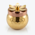 Artisanal Hammered Metal Miniature Utility Jar with Ornate Lotus Lid (Single Piece) W-70-B