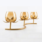 Luxury Metallic Lotus Flower Candle Caddy – Indian Festive Diwali Centerpiece & Premium Housewarming Gift I-164-A