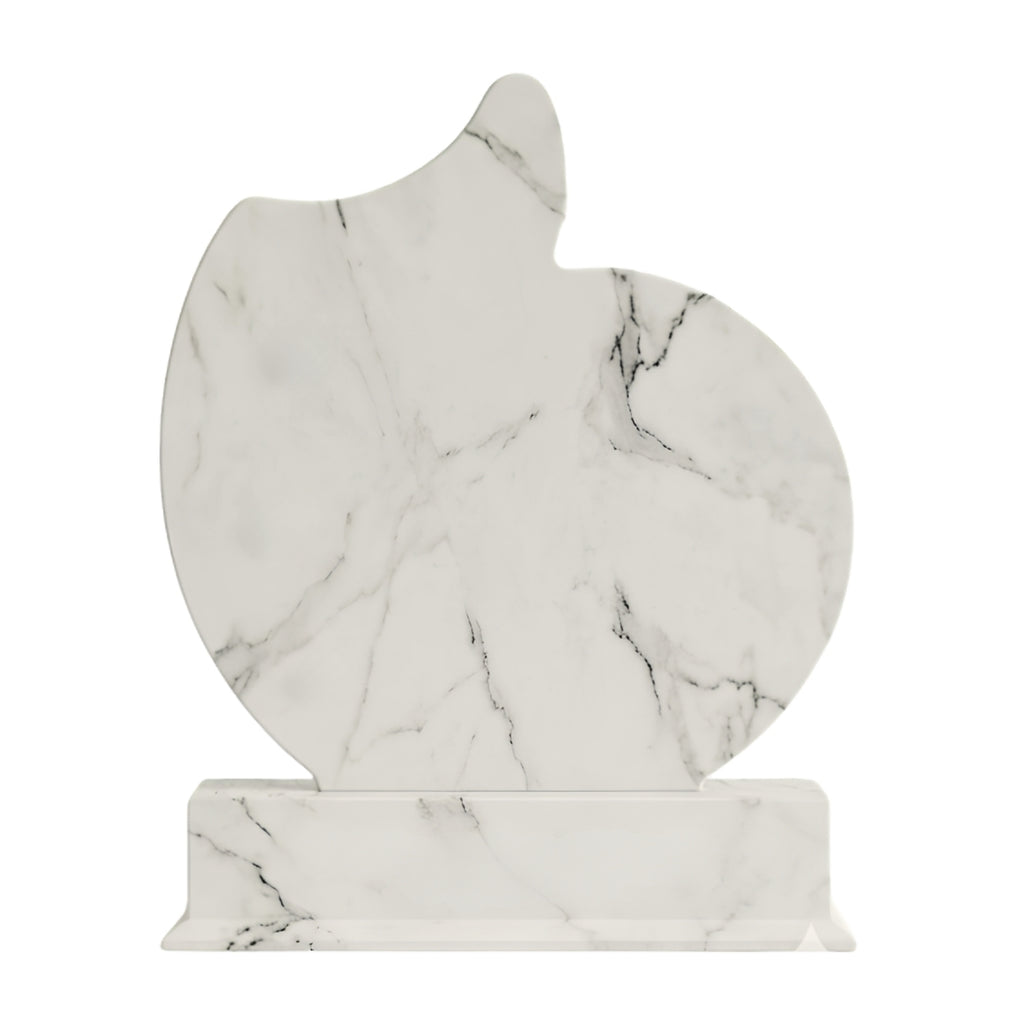 Elegant White Marble-Texture Curved Trophy with Black Circular Plaque M-565