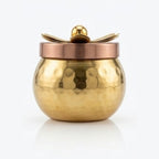 Artisanal Hammered Metal Miniature Utility Jar with Ornate Lotus Lid (Single Piece) W-70-B