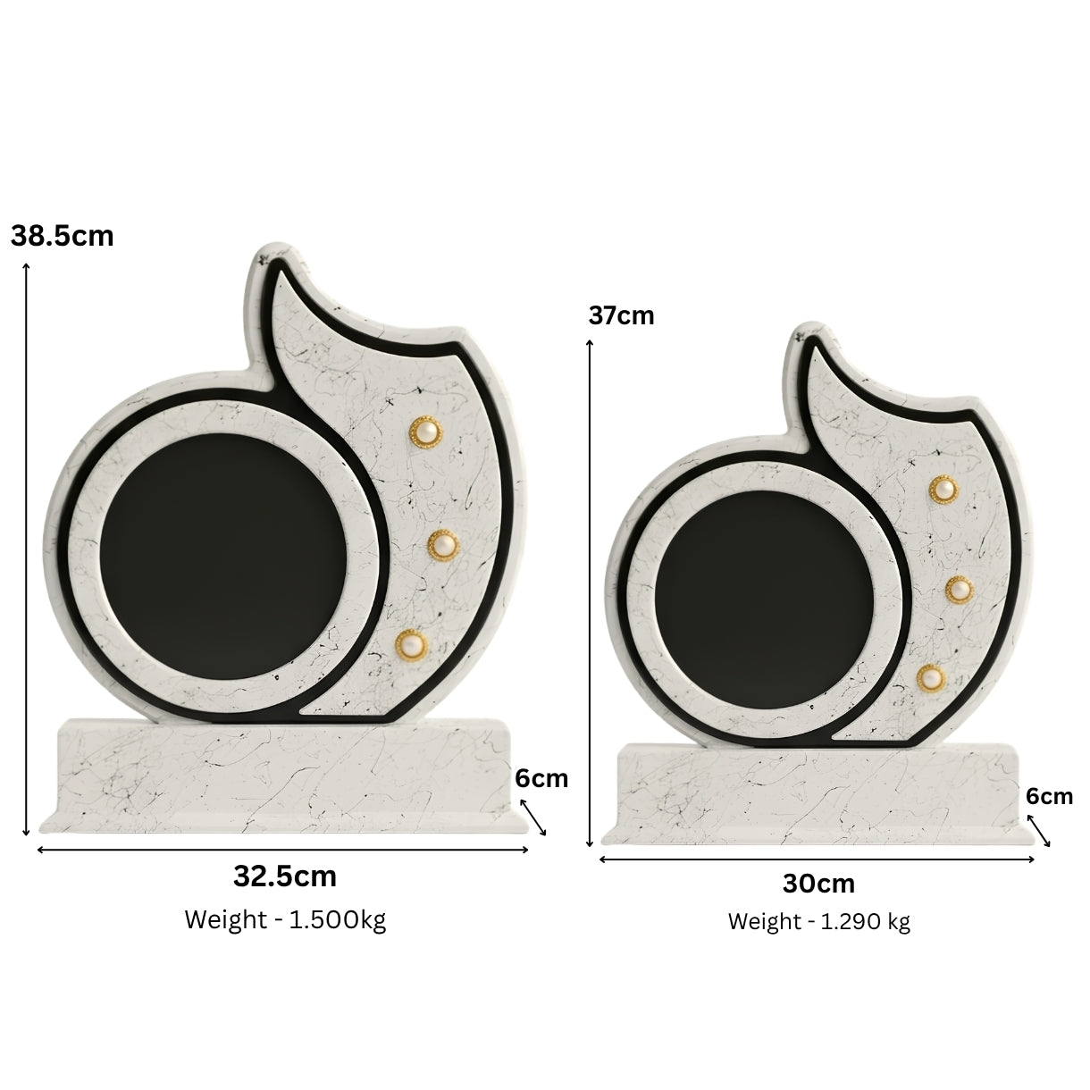 Elegant White Marble-Texture Curved Trophy with Black Circular Plaque M-565
