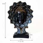 Black & Gold Buddha Face Statue with Lotus Frame F-26-A-B