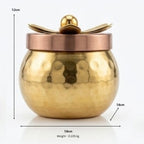 Artisanal Hammered Metal Miniature Utility Jar with Ornate Lotus Lid (Single Piece) W-70-B