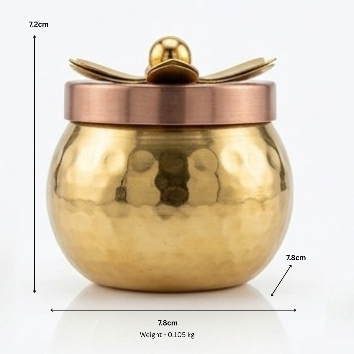 Artisanal Hammered Metal Miniature Utility Jar with Ornate Lotus Lid (Single Piece) W-70-B