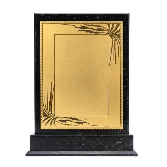Premium Black Marble-Texture Rectangular Memento with Gold Artistic Border M-322