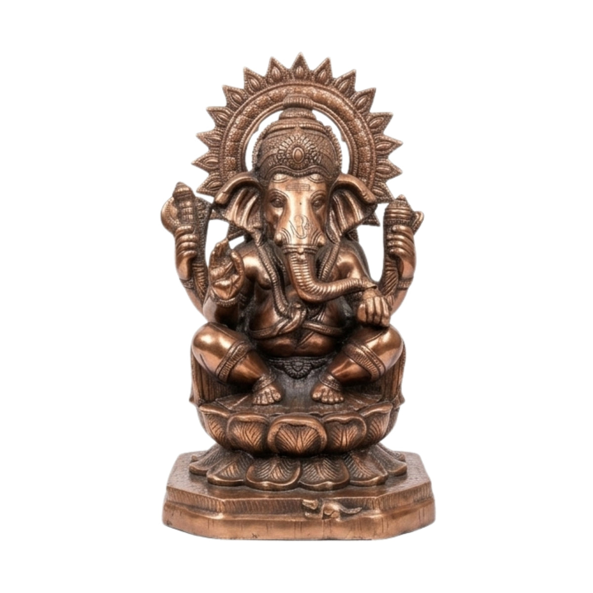 Antique Gunmetal Copper Finished Lord Ganesha Gunmetal Idol with Sunburst Halo G-281-A