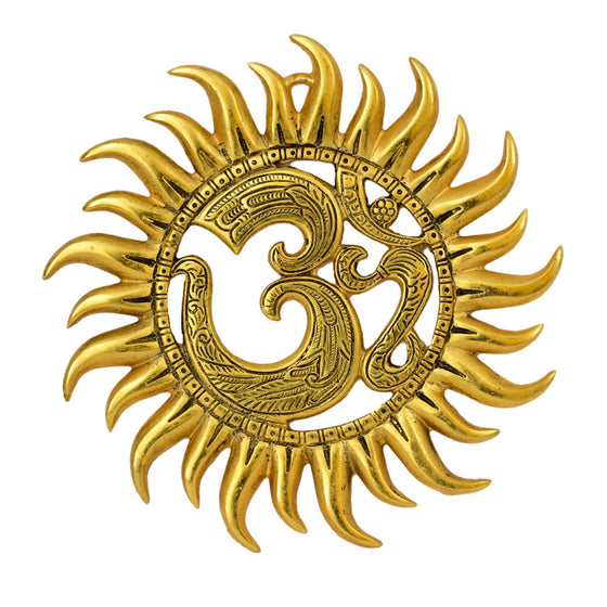 Handcrafted Golden Om Sun Wall Hanging W-94-A-G
