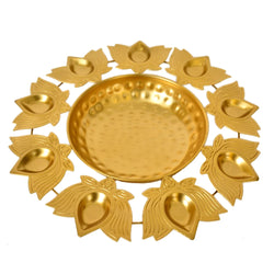 Golden Lotus Shaped Decorative Urli W-107-B