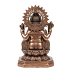 Antique Gunmetal Copper Finished Lord Ganesha Gunmetal Idol with Sunburst Halo G-281-A