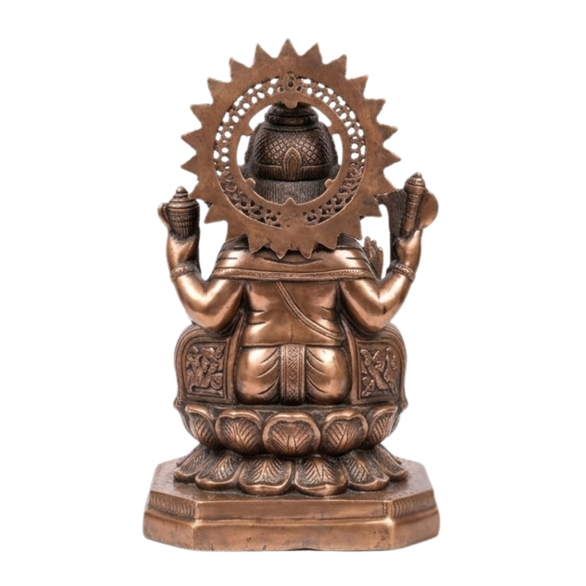 Antique Gunmetal Copper Finished Lord Ganesha Gunmetal Idol with Sunburst Halo G-281-A