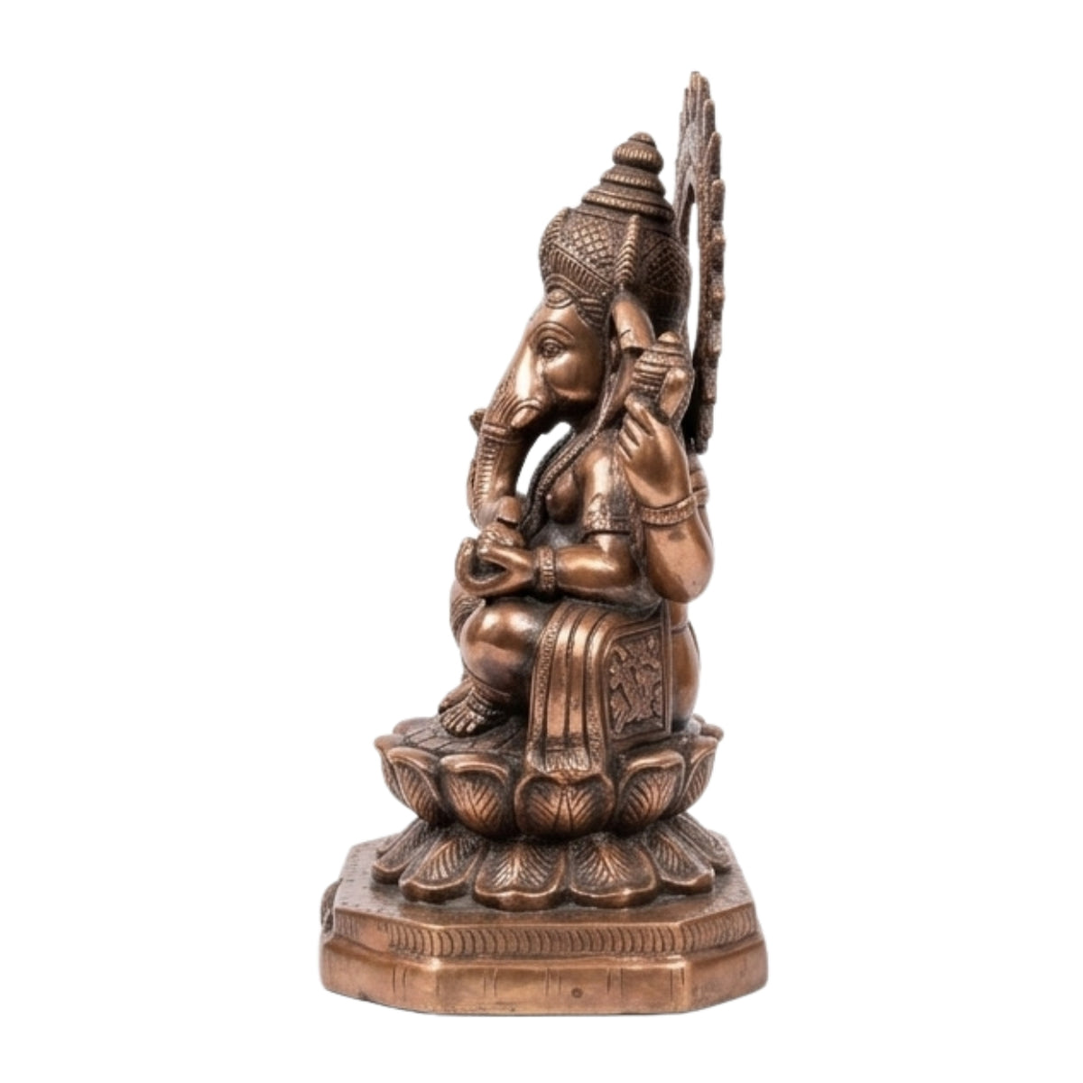 Antique Gunmetal Copper Finished Lord Ganesha Gunmetal Idol with Sunburst Halo G-281-A