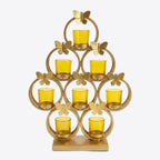 Luxury Metallic Butterfly Cluster Candle Caddy – Indian Diwali Festive Centerpiece & Premium Housewarming Gift I-48-A