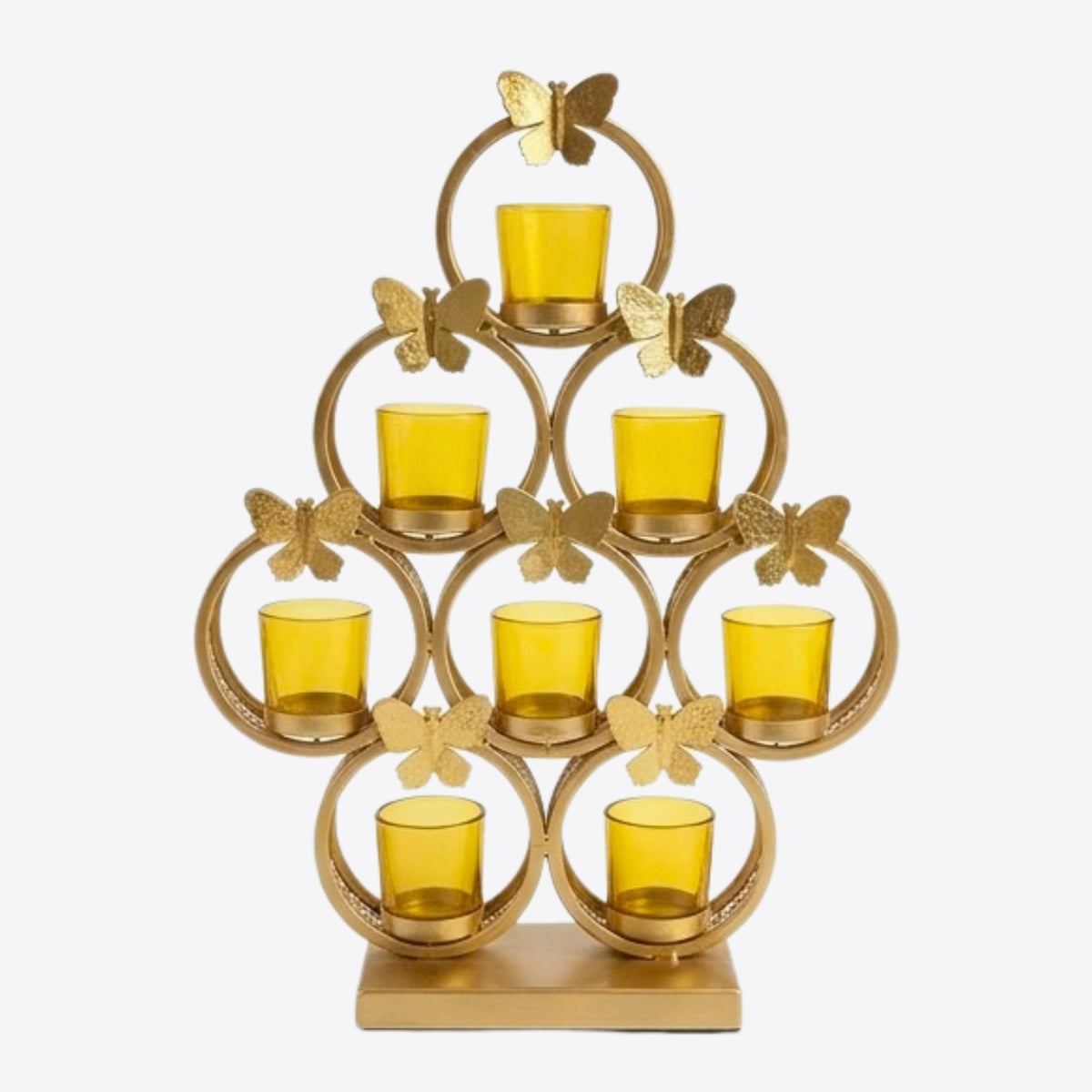 Luxury Metallic Butterfly Cluster Candle Caddy – Indian Diwali Festive Centerpiece & Premium Housewarming Gift I-48-A