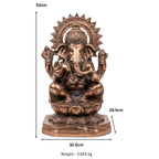 Antique Gunmetal Copper Finished Lord Ganesha Gunmetal Idol with Sunburst Halo G-281-A