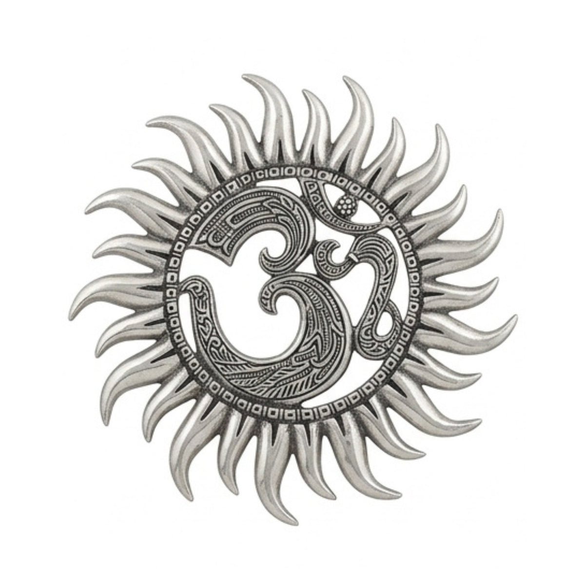 Intricate Metal Om Sun Wall Hanging Plaque – Spiritual Indian Home Decor W-94-A-S