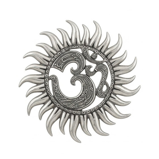 Intricate Metal Om Sun Wall Hanging Plaque – Spiritual Indian Home Decor W-94-A-S