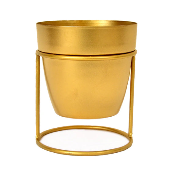 Metal Golden Planter with Stand for Indoor and Outdoor I-109-G