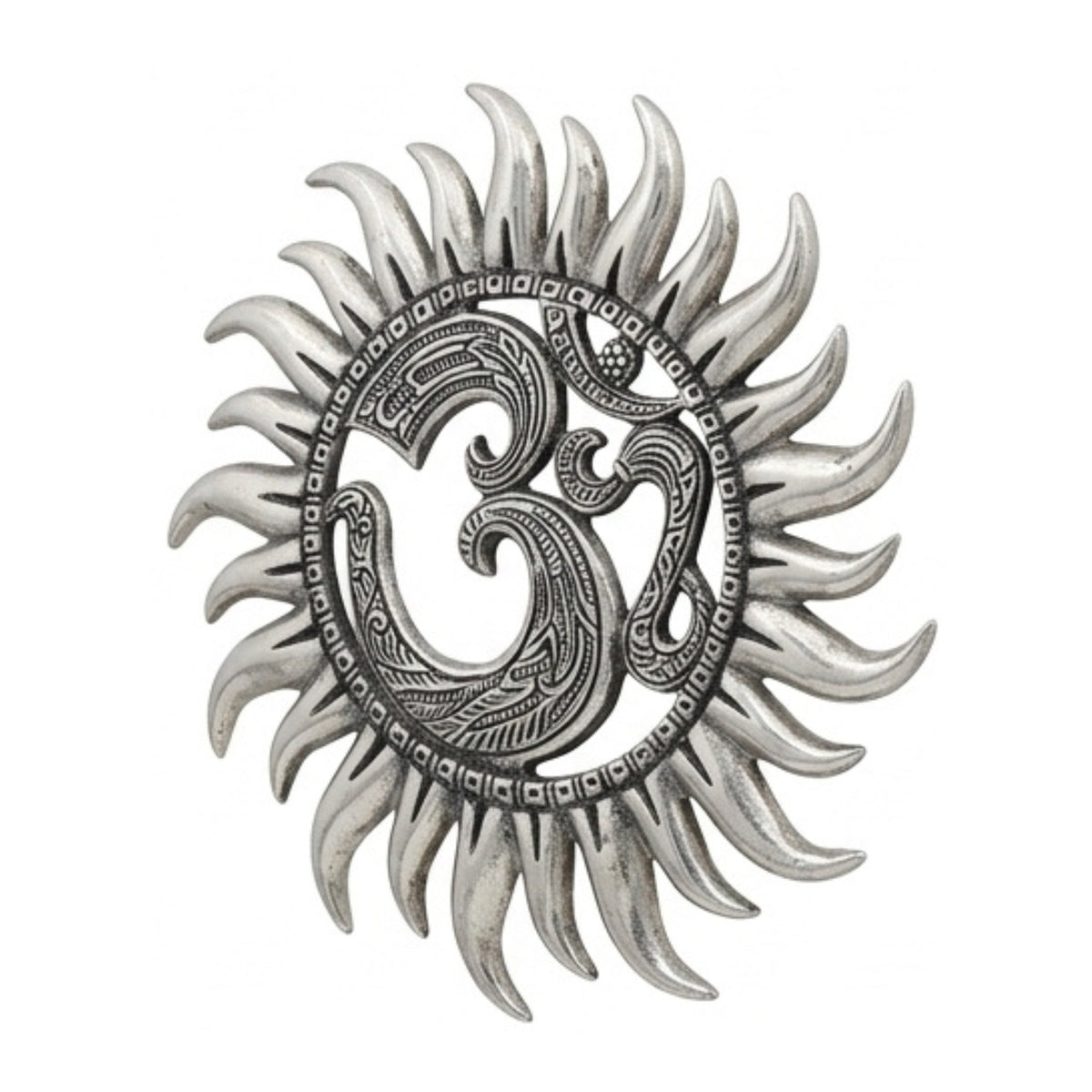 Intricate Metal Om Sun Wall Hanging Plaque – Spiritual Indian Home Decor W-94-A-S