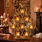Luxury Metallic Butterfly Cluster Candle Caddy – Indian Diwali Festive Centerpiece & Premium Housewarming Gift I-48-A