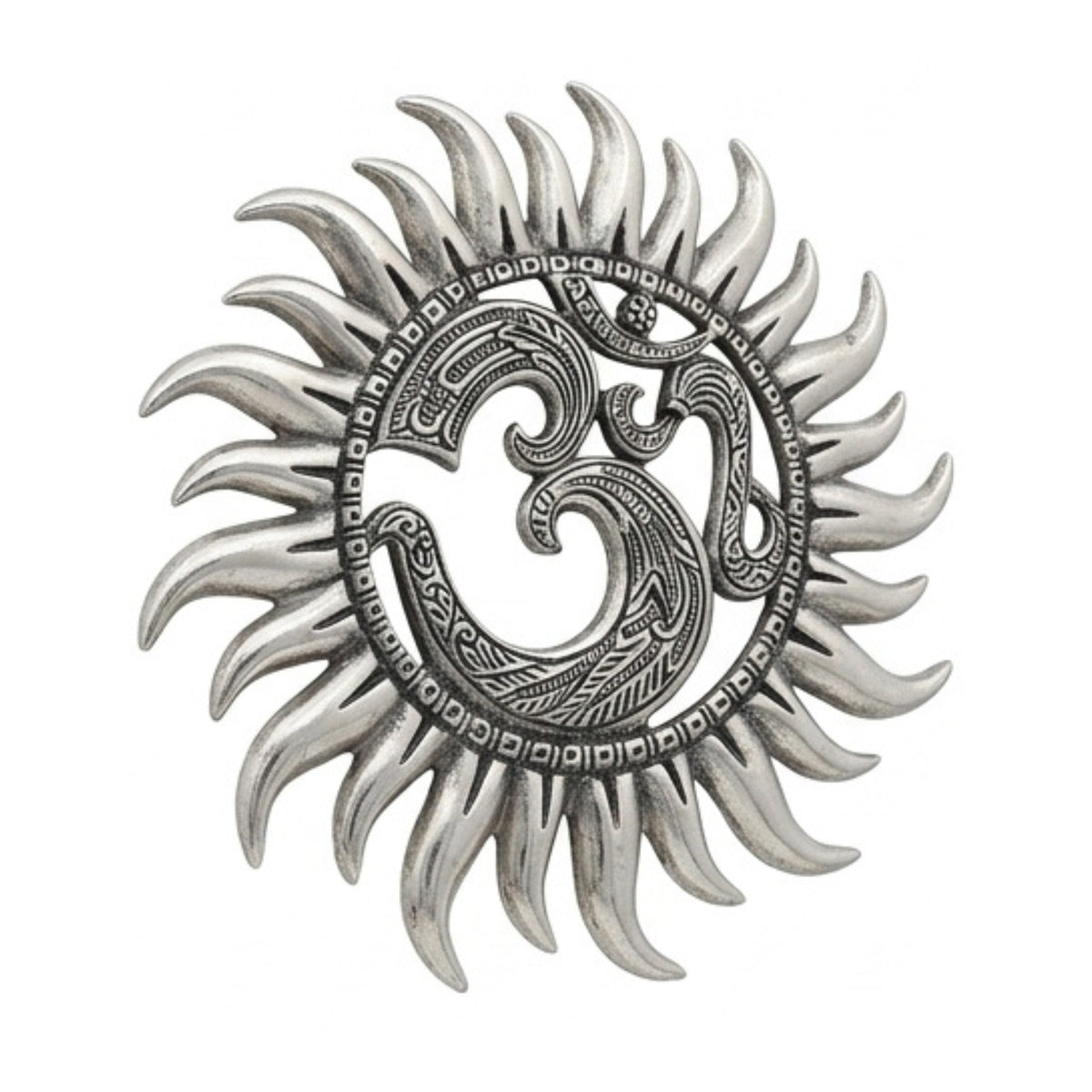 Intricate Metal Om Sun Wall Hanging Plaque – Spiritual Indian Home Decor W-94-A-S