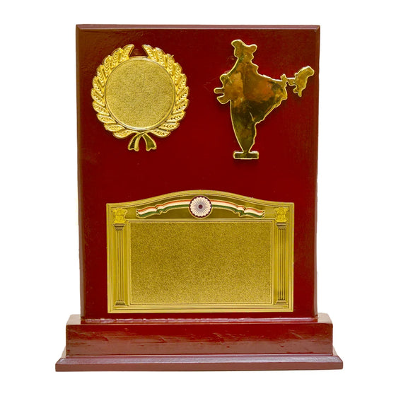 Premium Wooden Award with India Map & National Emblem M-463-A