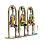 Handmade Tribal Style Metal Musician Set – Unique Tabletop Shelf Sitter & Festive Housewarming Gift I-315-A