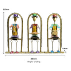 Handmade Tribal Style Metal Musician Set – Unique Tabletop Shelf Sitter & Festive Housewarming Gift I-315-A