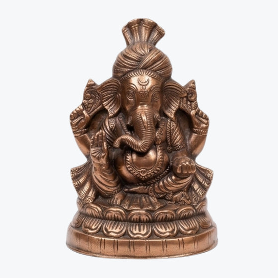 Handcrafted Lord Ganesha Idol in Premium Gunmetal Copper Finish G-282-A