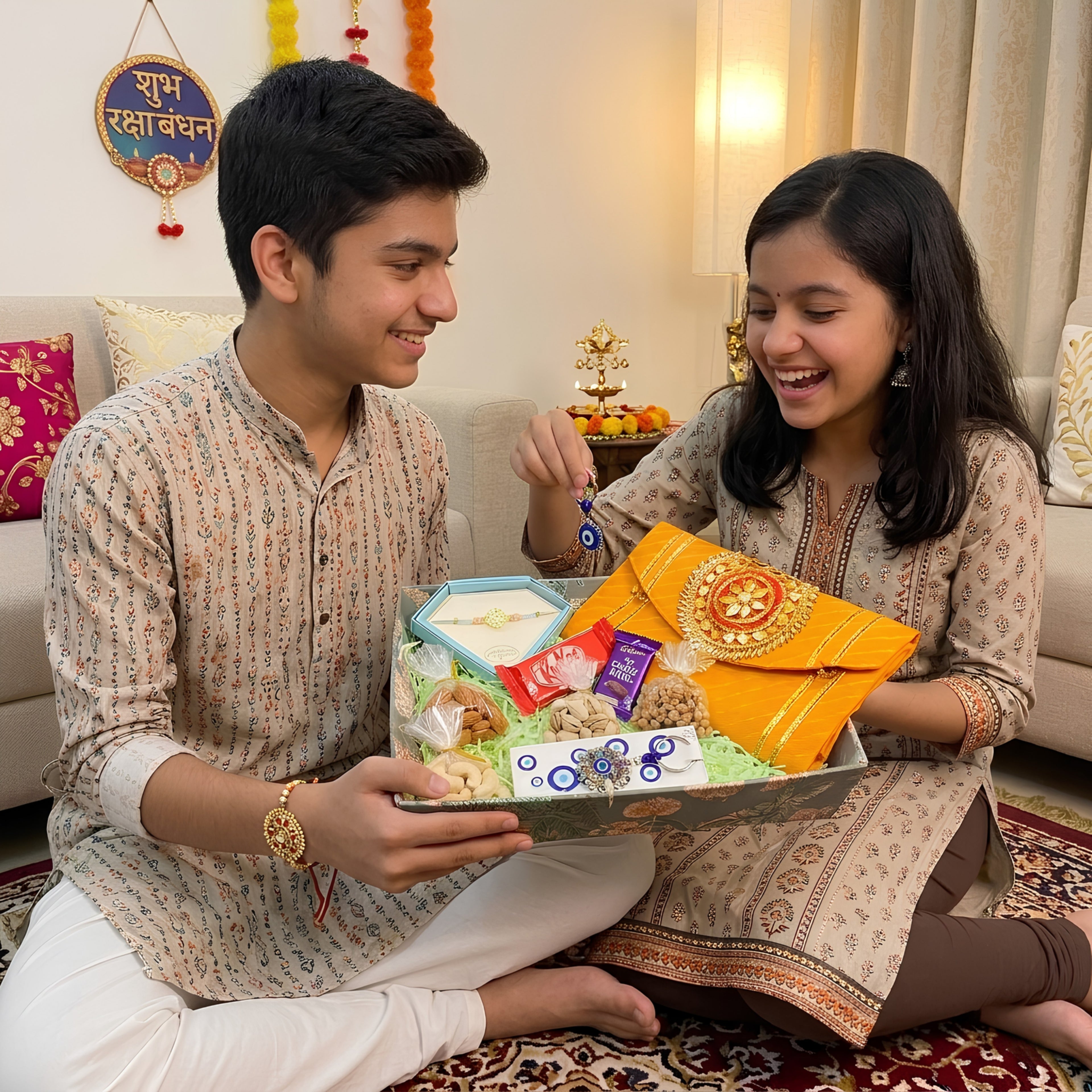 Premium Raksha Bandhan Festive Gift Hamper with Designer Rakhi RC-15