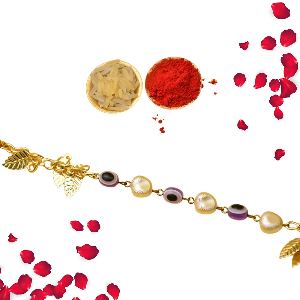 Designer Stone Rakhi for Brother – Stylish Rakhi with Beads & Kundan Work